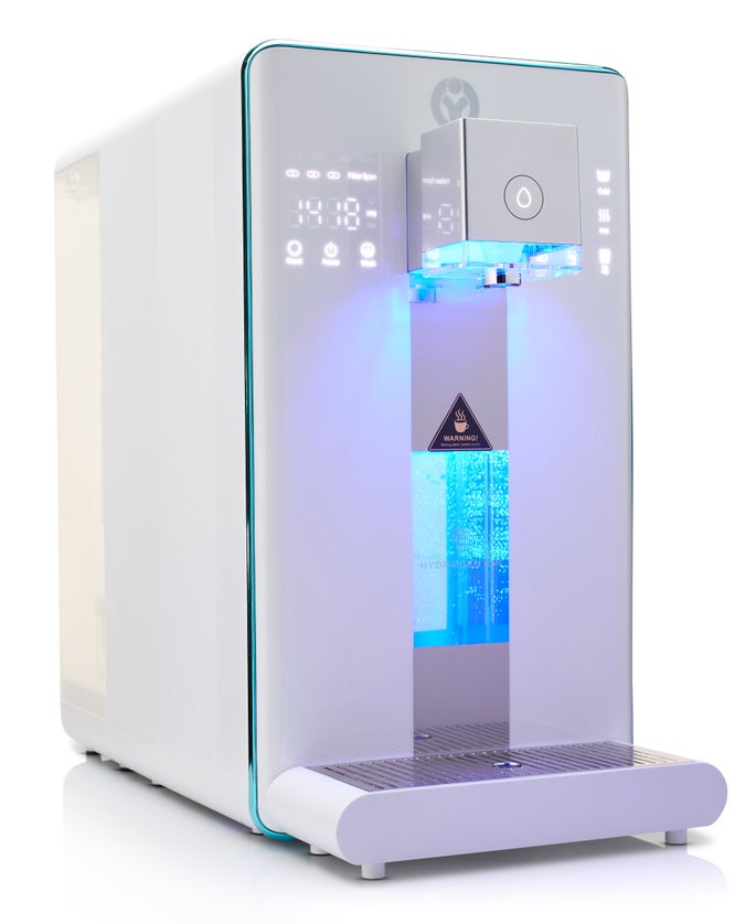 Auftisch-Umkehrosmoseanlage mit Wasserstoff-Ionisator und Heißwasserfunktion ohne Festwasseranschluss