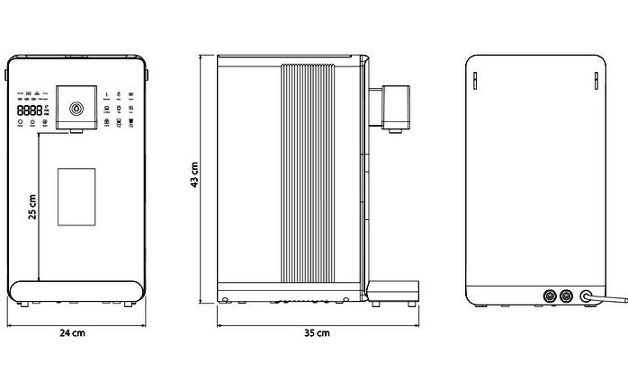 Auftisch Umkehrosmoseanlage mit Wasserstoff-Ionisator und Heißwasserfunktion