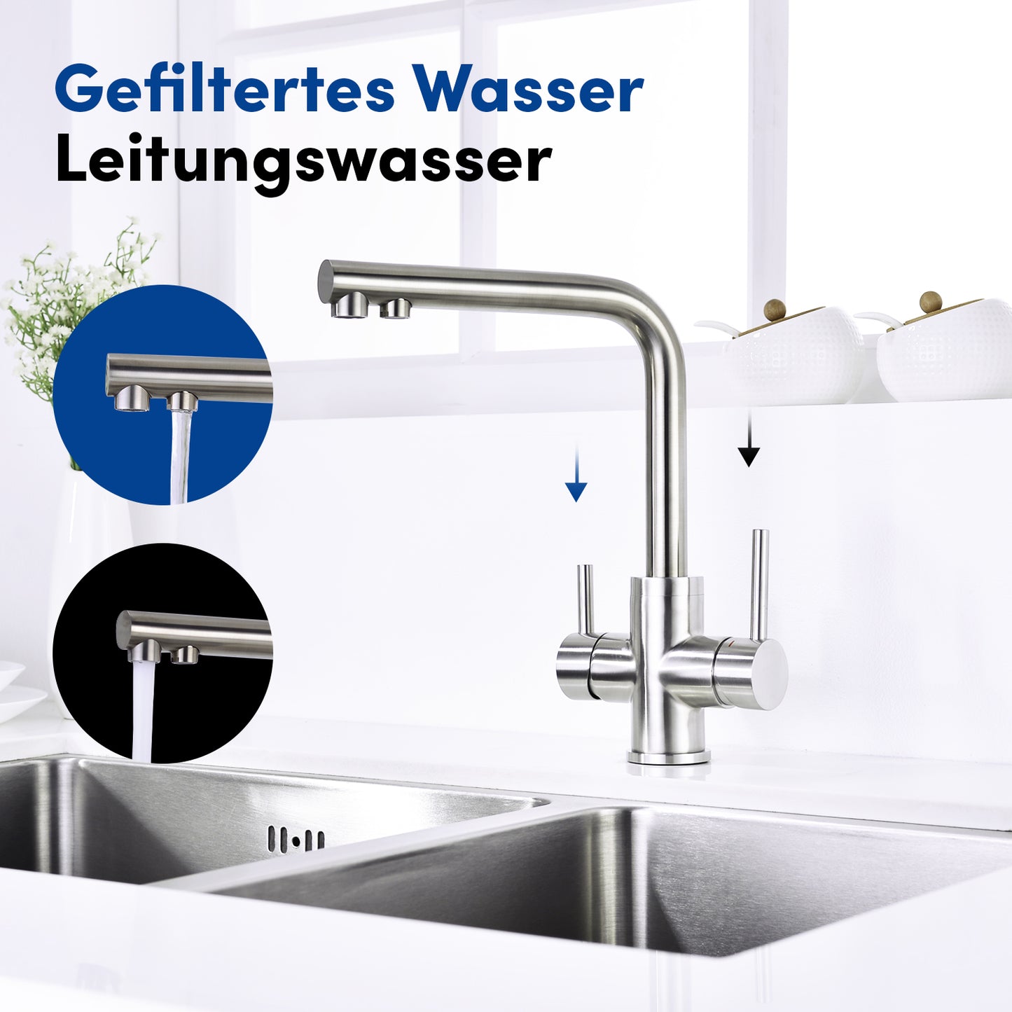 Drei Wege Wasserhahn