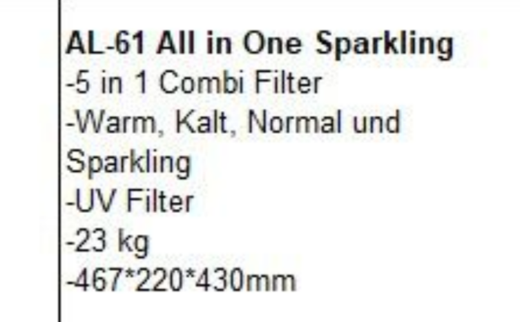 AL-61 Sparkling Auftisch Wasserspender-Sebil (heiß,kalt-soda)